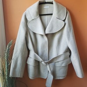Tweeds Cream/Tan Textured Wool Wrap XL Jacket